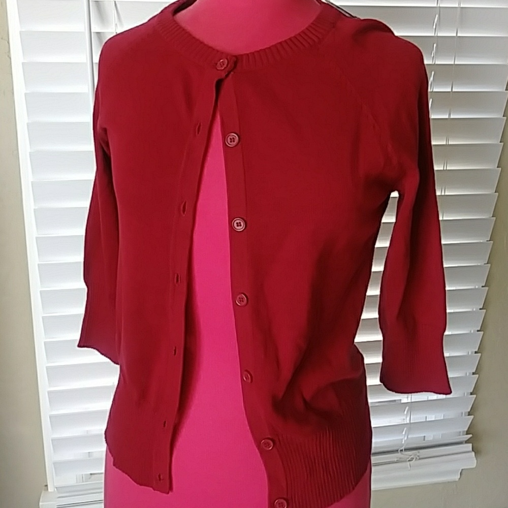 Red juniors cardigan sweater NWT
